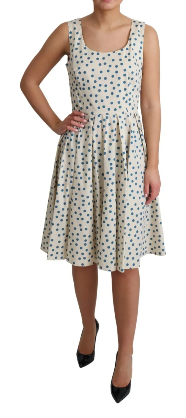 Dolce & Gabbana Women's Elegant Beige Polka Dot A-Line Sleeveless Dress