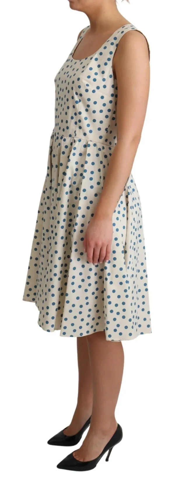 Dolce & Gabbana Women's Elegant Beige Polka Dot A-Line Sleeveless Dress
