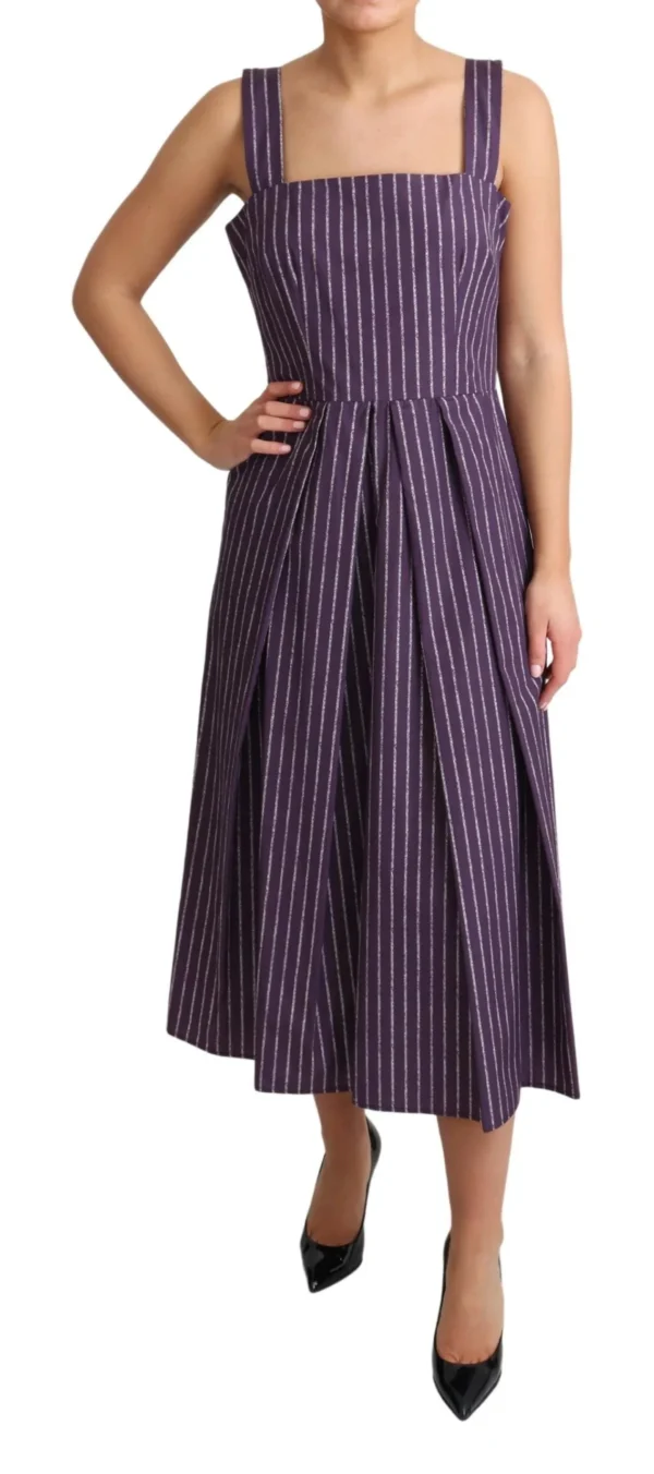 Dolce & Gabbana Women's Elegant Sleeveless A-Line Purple Stripe Dress