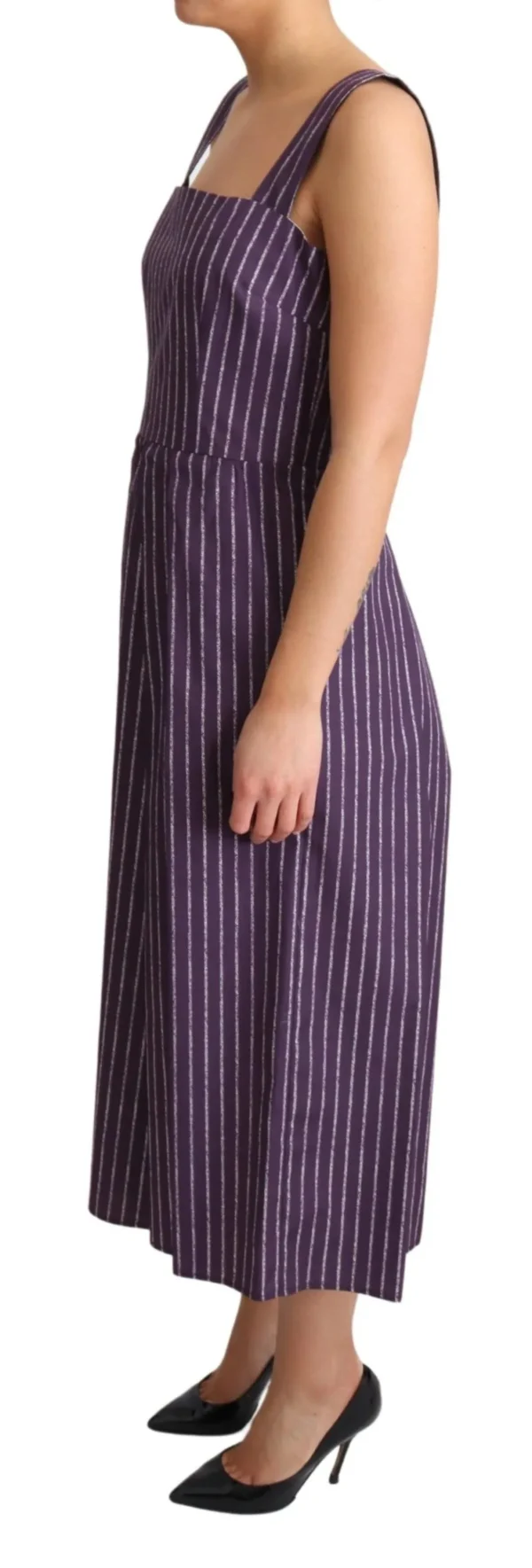 Dolce & Gabbana Women's Elegant Sleeveless A-Line Purple Stripe Dress