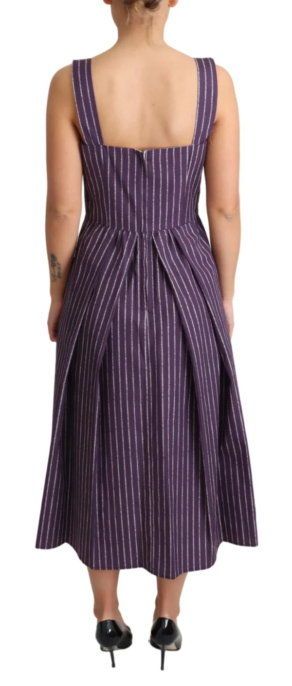 Dolce & Gabbana Women's Elegant Sleeveless A-Line Purple Stripe Dress