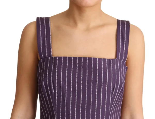 Dolce & Gabbana Women's Elegant Sleeveless A-Line Purple Stripe Dress