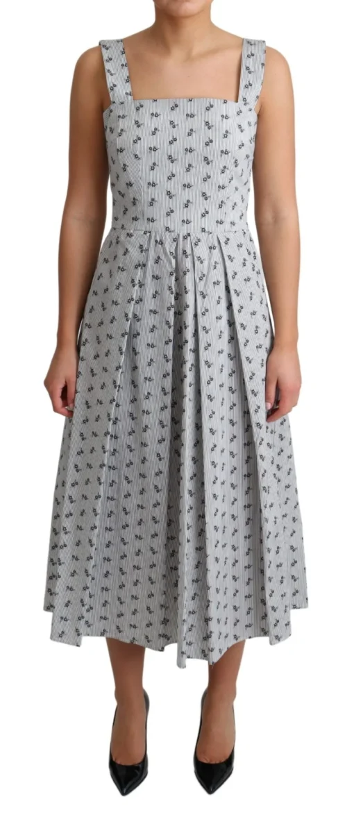Dolce & Gabbana Women's Elegant Striped Floral A-Line Dress