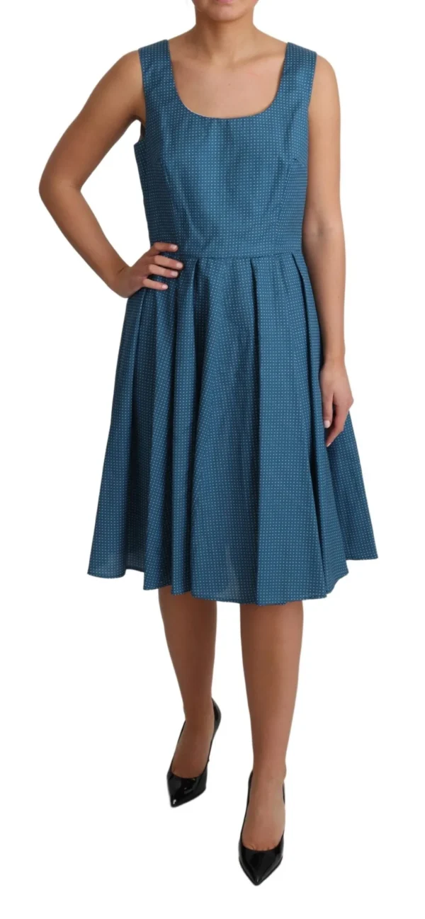 Dolce & Gabbana Women's Blue Polka Dotted Sleeveless A-Line Dress