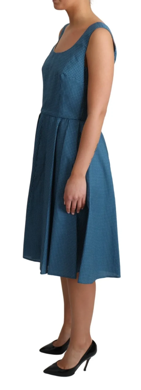Dolce & Gabbana Women's Blue Polka Dotted Sleeveless A-Line Dress