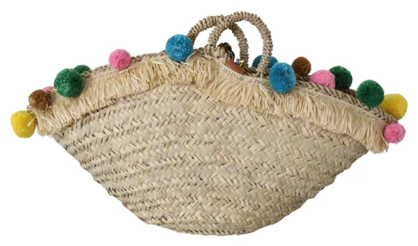 Dolce & Gabbana Women's Elegant Straw and Leather Tote with Crystals