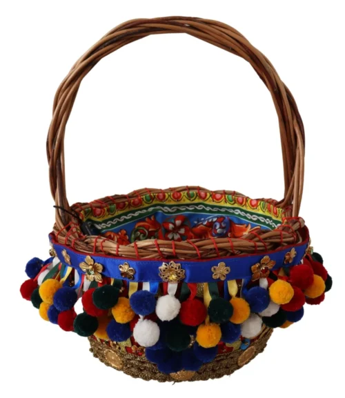 Dolce & Gabbana Women's Multicolor Embellished Wicker Tote