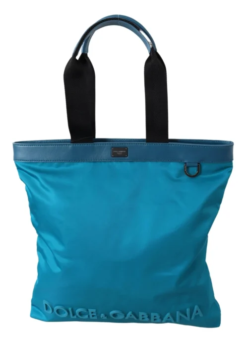 Dolce & Gabbana Women's Sapphire Blue Nylon Tote Bag with Logo Detail