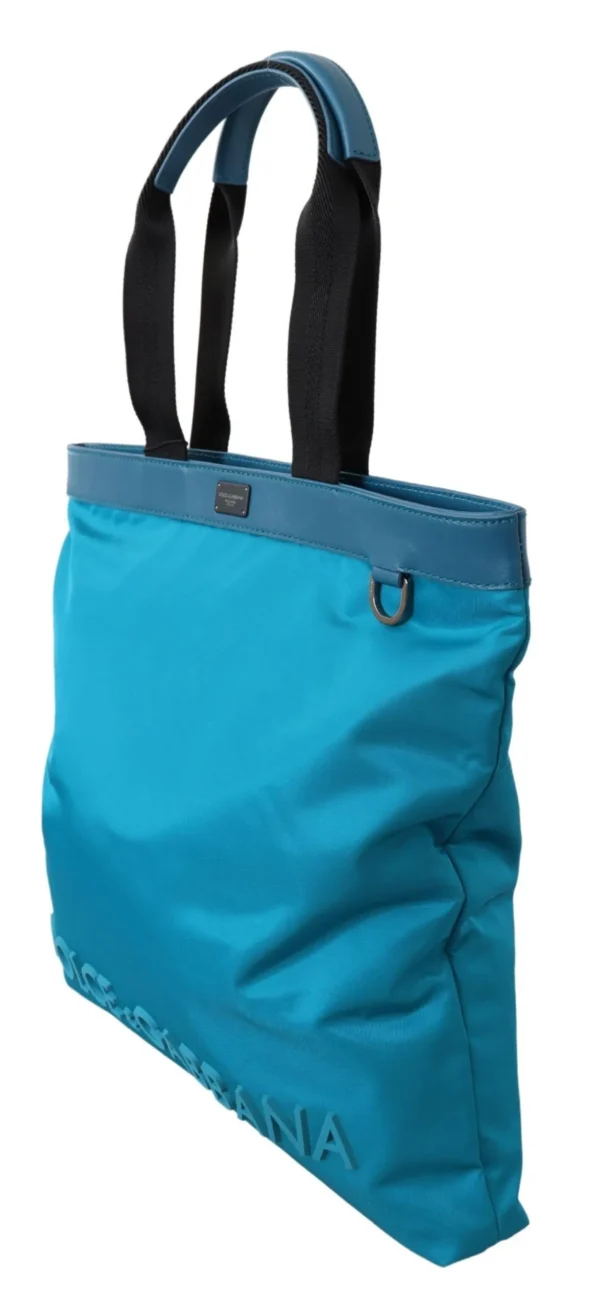 Dolce & Gabbana Women's Sapphire Blue Nylon Tote Bag with Logo Detail