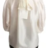 Dolce & Gabbana Women's Elegant Silk Long Sleeve Cream Blouse