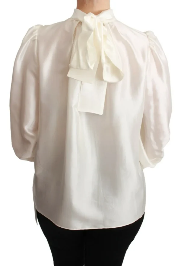 Dolce & Gabbana Women's Elegant Silk Long Sleeve Cream Blouse