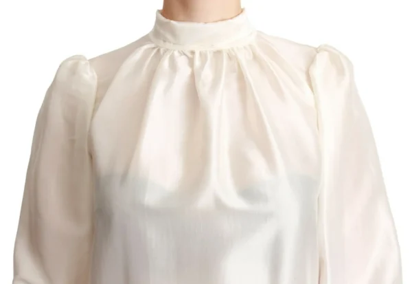 Dolce & Gabbana Women's Elegant Silk Long Sleeve Cream Blouse