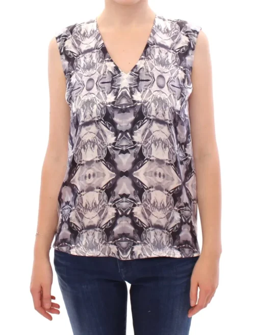 Arzu Kaprol Women's Exquisite Silk Sleeveless Blouse in Multicolor