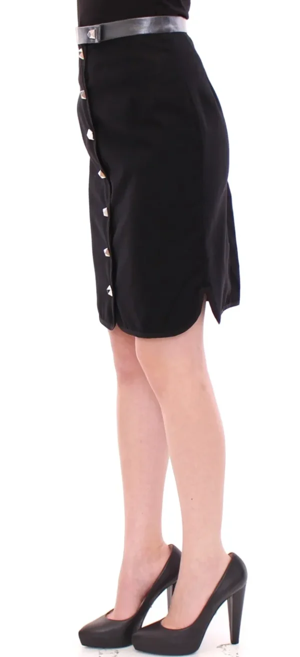 Corrado De Biase Women's Elegant Black Wool-Cotton Blend Skirt