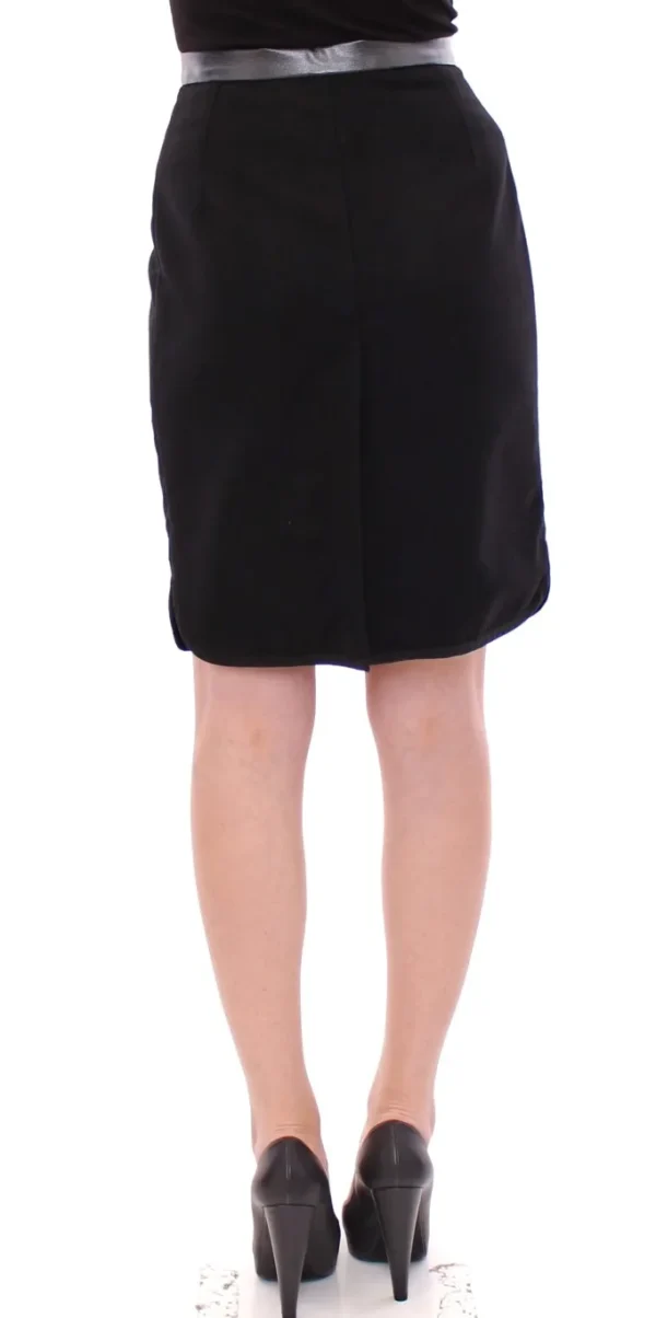 Corrado De Biase Women's Elegant Black Wool-Cotton Blend Skirt