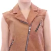 La Maison du Couturier Women's Sleeveless Leather Couture Vest in Rich Brown