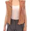 La Maison du Couturier Women's Sleeveless Leather Couture Vest in Rich Brown