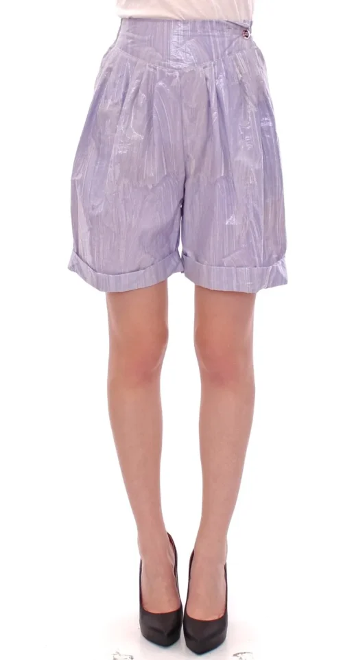 Licia Florio Women's Elegant Purple Viscose Shorts - Side Zip Closure