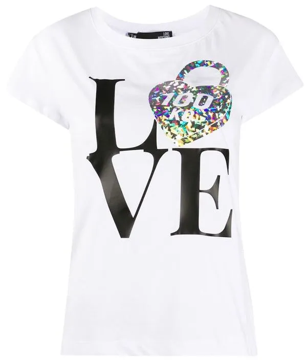 Love Moschino Women's Chic Minimal Logo Cotton Tee