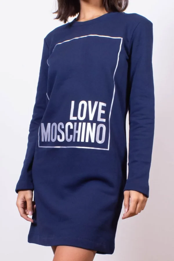 Love Moschino Women's Blue Cotton Women Sweatshirt Dress