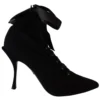 Dolce & Gabbana Women's Elegant Black Ankle Heel Boots with Leather Sole