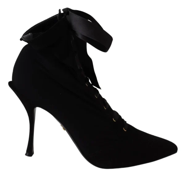 Dolce & Gabbana Women's Elegant Black Ankle Heel Boots with Leather Sole