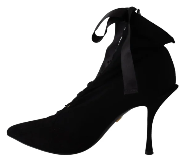 Dolce & Gabbana Women's Elegant Black Ankle Heel Boots with Leather Sole