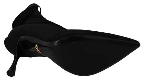 Dolce & Gabbana Women's Elegant Black Ankle Heel Boots with Leather Sole