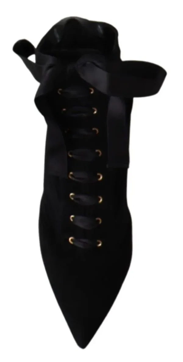 Dolce & Gabbana Women's Elegant Black Ankle Heel Boots with Leather Sole