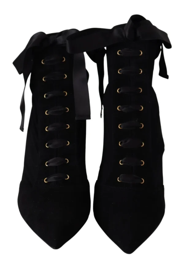 Dolce & Gabbana Women's Elegant Black Ankle Heel Boots with Leather Sole