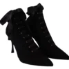 Dolce & Gabbana Women's Elegant Black Ankle Heel Boots with Leather Sole