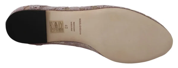 Dolce & Gabbana Women's Enchanting Pink Lace Flats with Crystal Embellishments