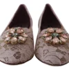 Dolce & Gabbana Women's Enchanting Pink Lace Flats with Crystal Embellishments