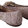 Dolce & Gabbana Women's Enchanting Pink Lace Flats with Crystal Embellishments