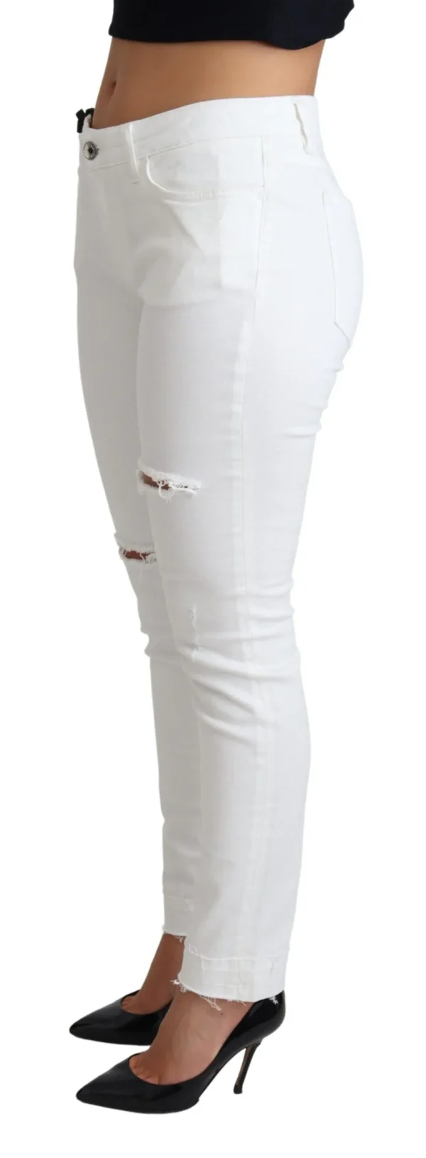 Dolce & Gabbana Women's Chic White Mid Waist Designer Jeans