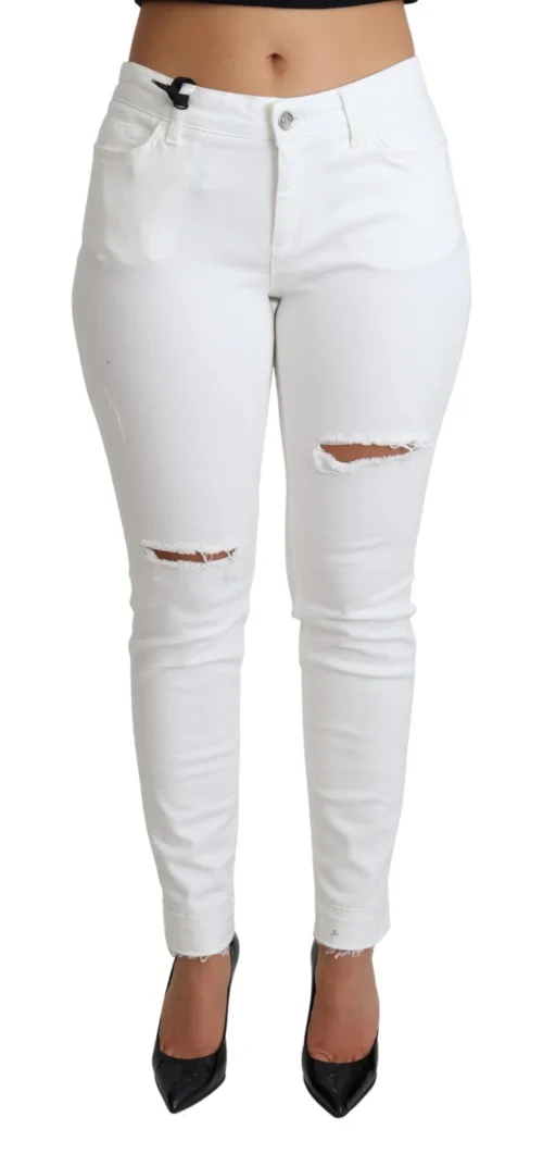 Dolce & Gabbana Women's Chic White Mid Waist Designer Jeans