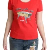 Moschino Women's Chic Red Cotton Tee with Playful Print