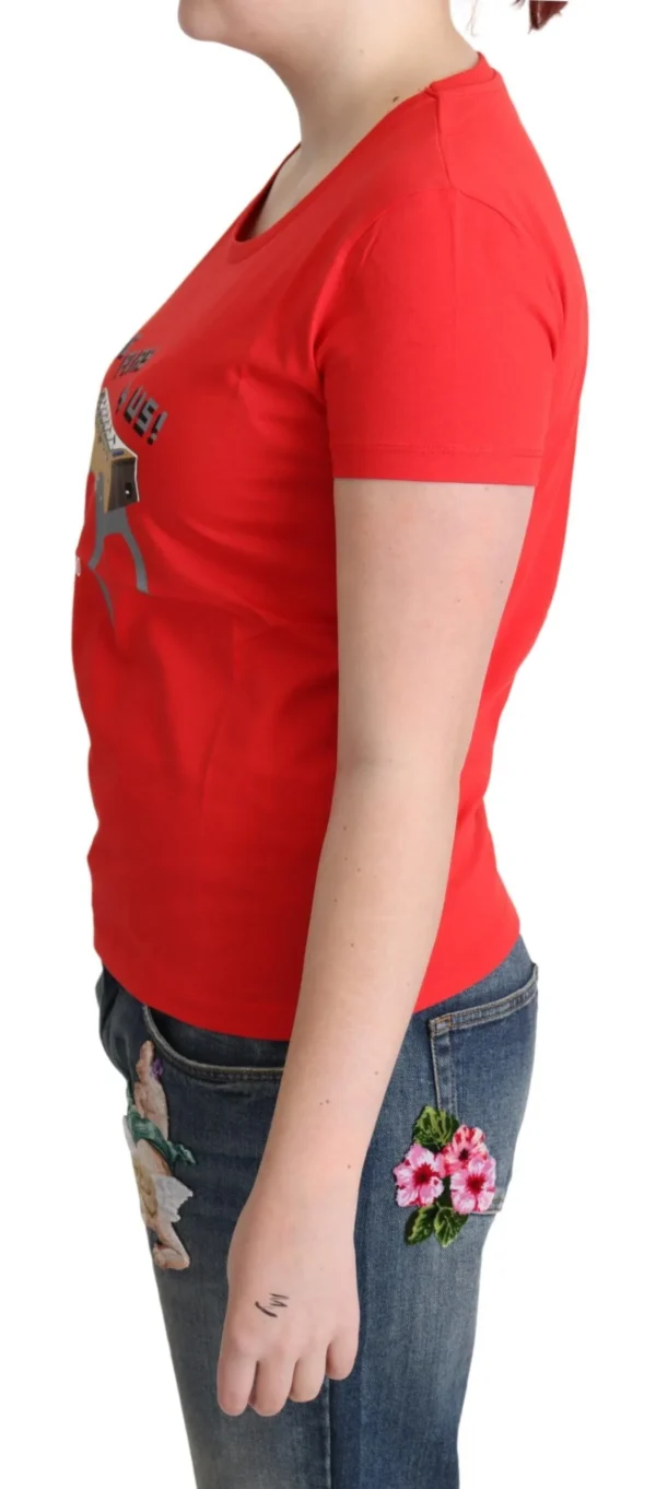 Moschino Women's Chic Red Cotton Tee with Playful Print