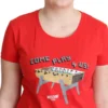 Moschino Women's Chic Red Cotton Tee with Playful Print