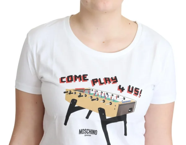 Moschino Women's Chic Cotton Round Neck Tee with Playful Print