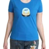 Moschino Women's Chic Blue Cotton Tee with Iconic Print