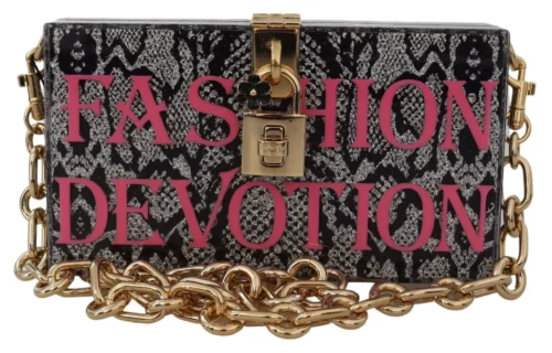 Dolce & Gabbana Women's Gray Resin Dolce Box Clutch with Gold Details