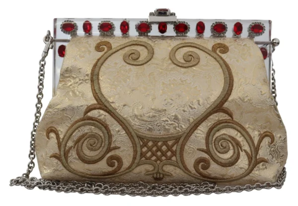 Dolce & Gabbana Women's Glamorous Gold Evening Clutch with Crystal Details