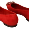 Dolce & Gabbana Women's Crystal Embellished Red Suede Flats