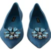 Dolce & Gabbana Women's Elegant Crystal-Embellished Suede Flats