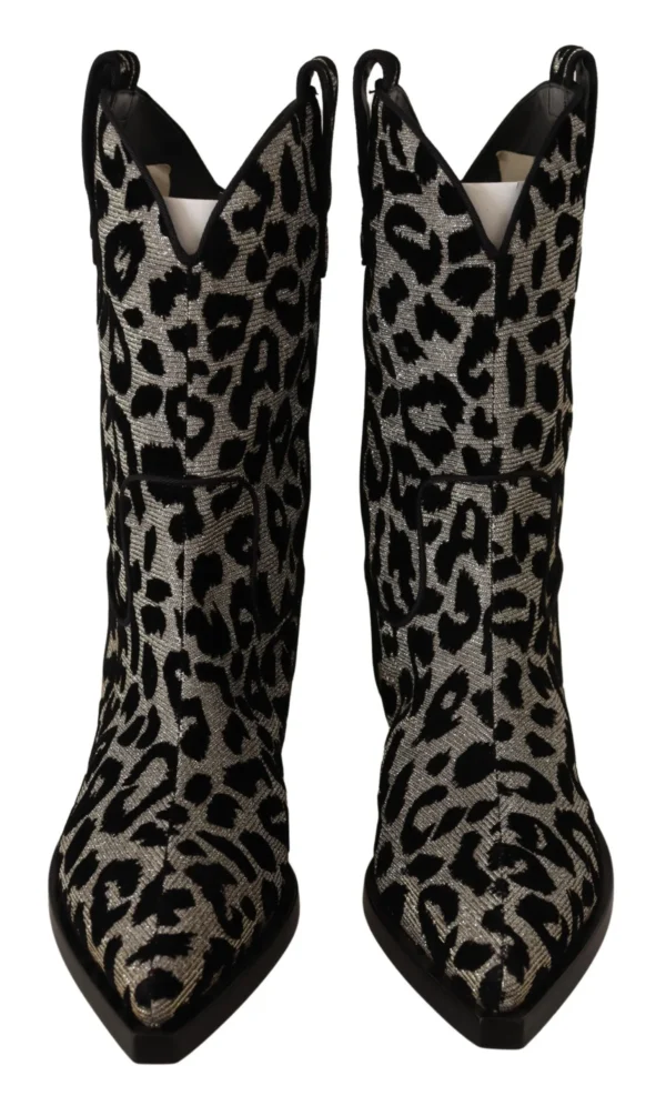 Dolce & Gabbana Women's Elegant Leopard Print Mid Calf Boots
