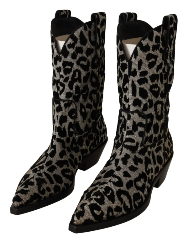 Dolce & Gabbana Women's Elegant Leopard Print Mid Calf Boots