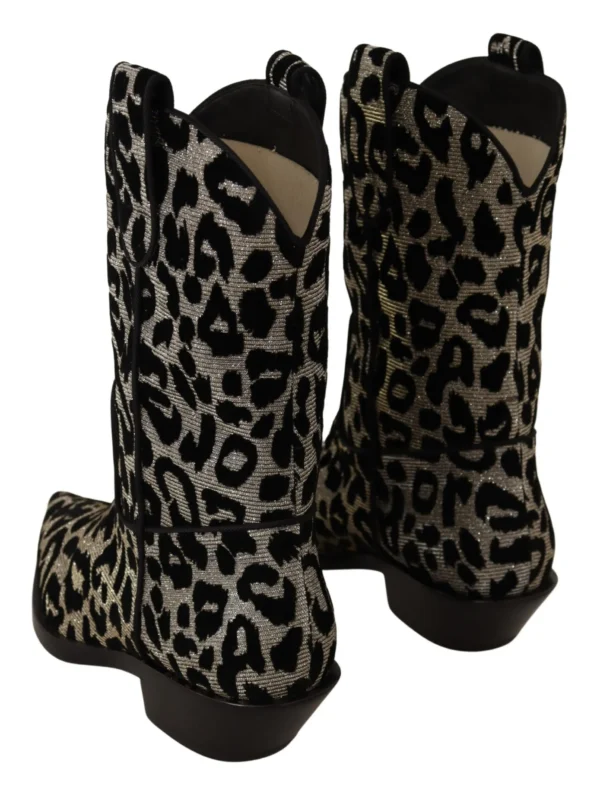 Dolce & Gabbana Women's Elegant Leopard Print Mid Calf Boots