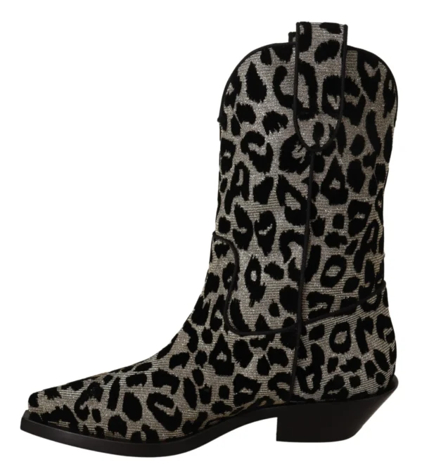 Dolce & Gabbana Women's Elegant Leopard Print Mid Calf Boots