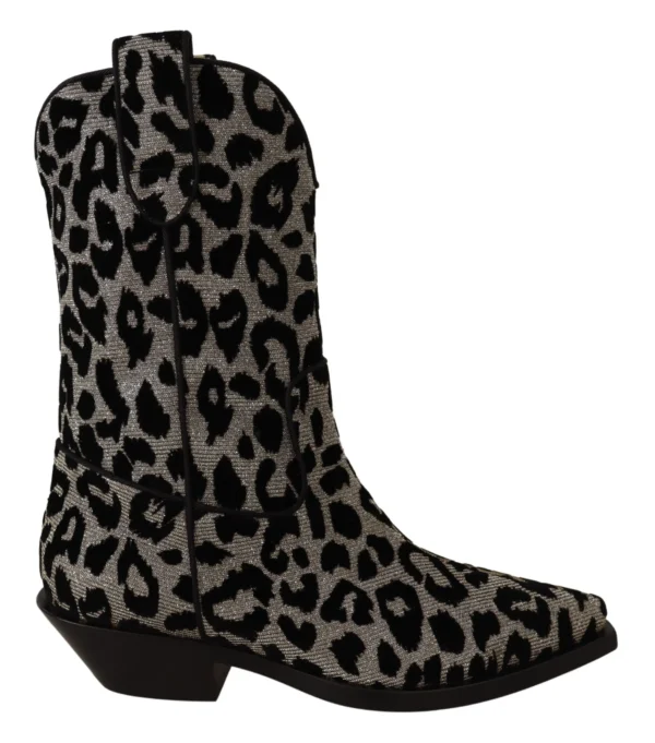 Dolce & Gabbana Women's Elegant Leopard Print Mid Calf Boots